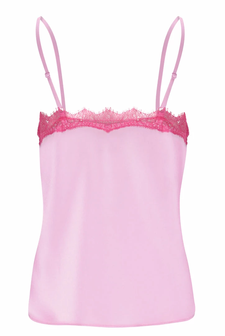 JUICY COUTURE TOPS PINK PETAL SATIN LACE CAMI