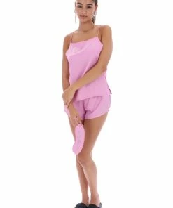 JUICY COUTURE TOPS ORCHID PINK SATIN DIAMANTE CAMI