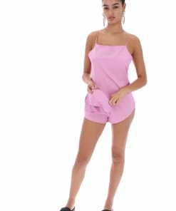 JUICY COUTURE TOPS ORCHID PINK SATIN DIAMANTE CAMI