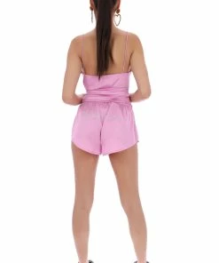JUICY COUTURE ORCHID PINK DIAMANTE SATIN DIAMANTE PYJAMA SHORTS