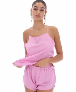 JUICY COUTURE TOPS ORCHID PINK SATIN DIAMANTE CAMI