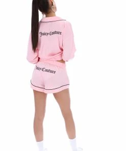 JUICY COUTURE ALMOND BLOSSOM SATIN EMBROIDERED PYJAMA SHIRT TOPS