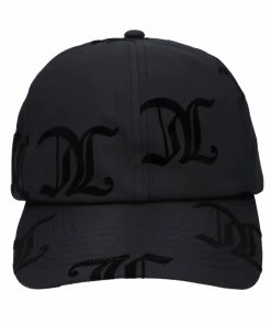 JUICY COUTURE BLACK FLOCKED MONOGRAM PONGEE BASEBALL CAP ACCESSORIES
