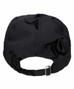 JUICY COUTURE BLACK FLOCKED MONOGRAM PONGEE BASEBALL CAP ACCESSORIES