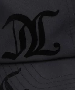 JUICY COUTURE BLACK FLOCKED MONOGRAM PONGEE BASEBALL CAP ACCESSORIES