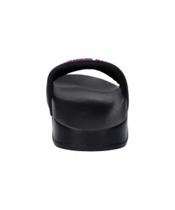 JUICY COUTURE BLACK EMBOSSED LOGO SLIDERS