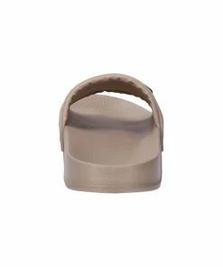 JUICY COUTURE WARM TAUPE EMBOSSED LOGO SLIDERS