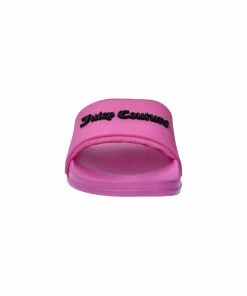 JUICY COUTURE FLURO PINK EMBOSSED LOGO SLIDERS