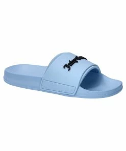 JUICY COUTURE POWDER BLUE EMBOSSED LOGO SLIDERS
