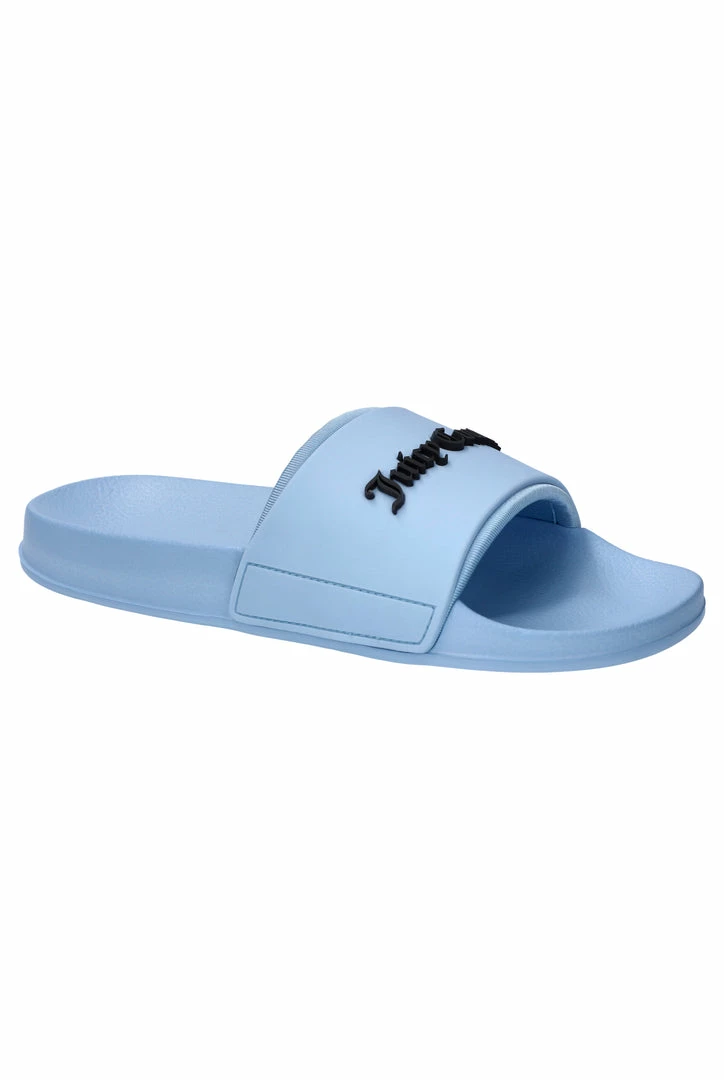 JUICY COUTURE POWDER BLUE EMBOSSED LOGO SLIDERS