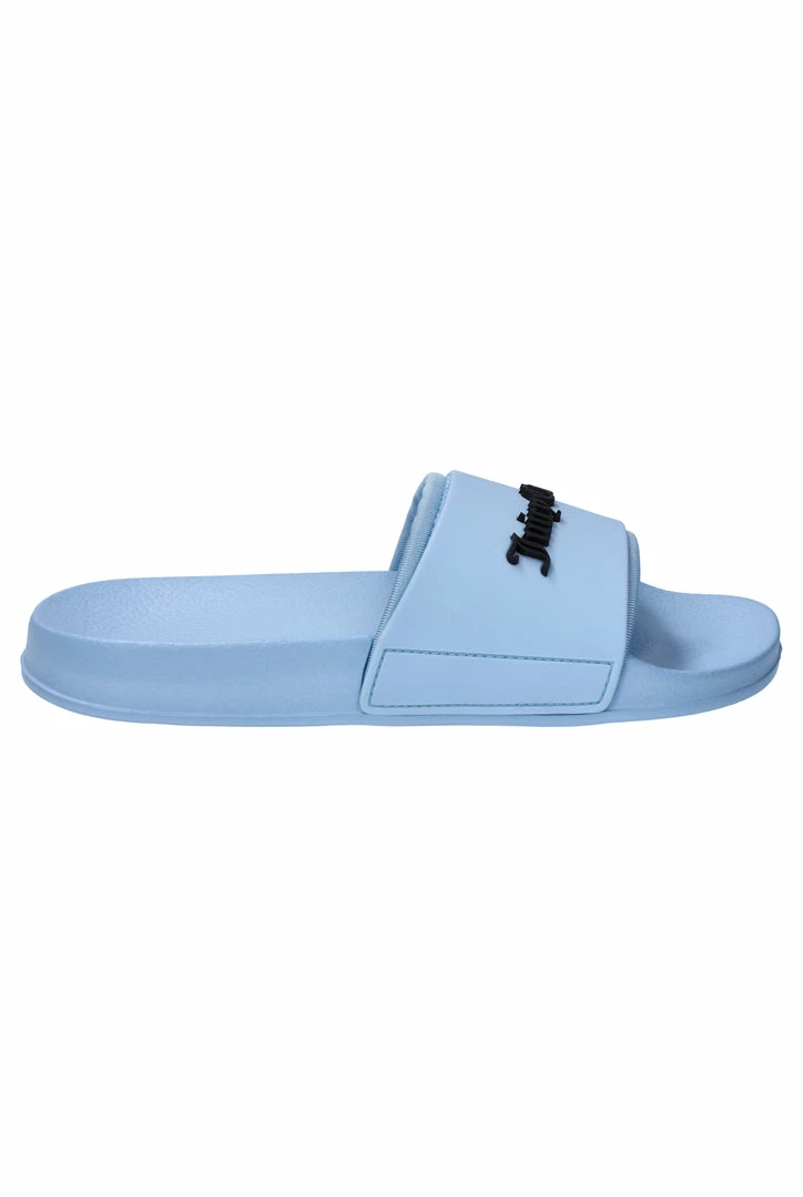 JUICY COUTURE POWDER BLUE EMBOSSED LOGO SLIDERS