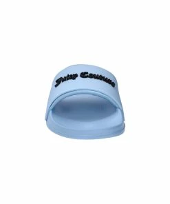 JUICY COUTURE POWDER BLUE EMBOSSED LOGO SLIDERS