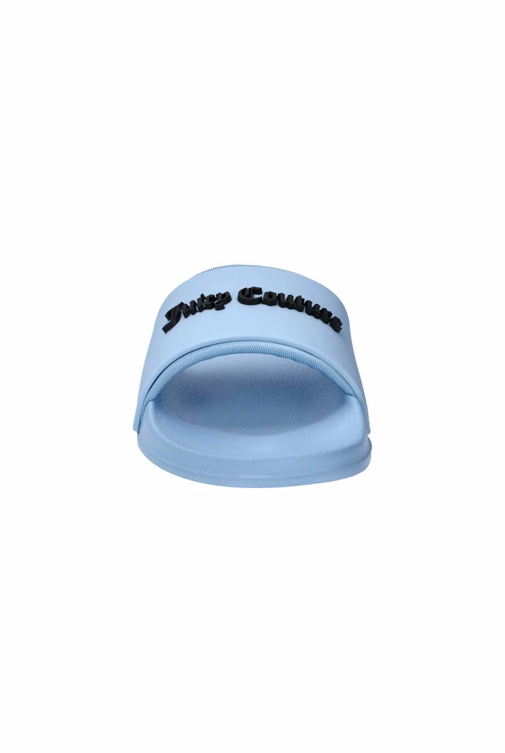 JUICY COUTURE POWDER BLUE EMBOSSED LOGO SLIDERS