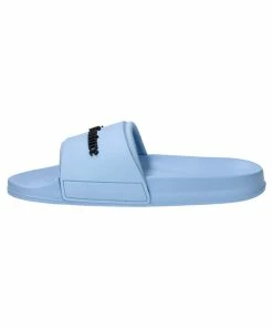 JUICY COUTURE POWDER BLUE EMBOSSED LOGO SLIDERS