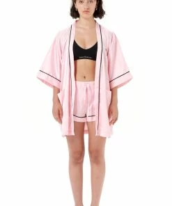 JUICY COUTURE ALMOND BLOSSOM SATIN EMBROIDERED KIMONO