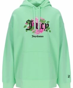 JUICY COUTURE MINT FANTASY FLORAL GRAPHIC FLEECE HOODIE SPRING SUMMER '22 COLLECTION