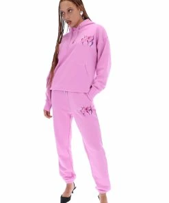 JUICY COUTURE TRACKSUITS ORCHID PINK FLAME GRAPHIC BOYFRIEND HOODIE