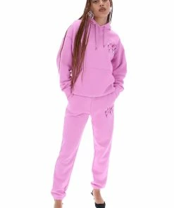 JUICY COUTURE TRACKSUITS ORCHID PINK FLAME GRAPHIC BOYFRIEND HOODIE