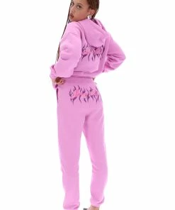 JUICY COUTURE TRACKSUITS ORCHID PINK FLAME GRAPHIC BOYFRIEND HOODIE