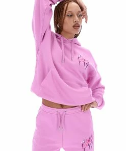 JUICY COUTURE ORCHID PINK FLAME GRAPHIC BOYFRIEND CUFFED JOGGERS