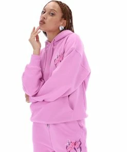JUICY COUTURE TRACKSUITS ORCHID PINK FLAME GRAPHIC BOYFRIEND HOODIE