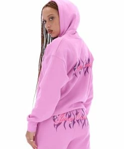 JUICY COUTURE ORCHID PINK FLAME GRAPHIC BOYFRIEND CUFFED JOGGERS