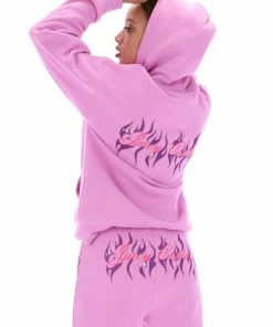 JUICY COUTURE TRACKSUITS ORCHID PINK FLAME GRAPHIC BOYFRIEND HOODIE