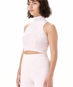 JUICY COUTURE TOPS ALMOND BLOSSOM RACER VELOUR DIAMANTE CROP