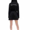 JUICY COUTURE LOUNGEWEAR BLACK VELVET HOODED ROBE