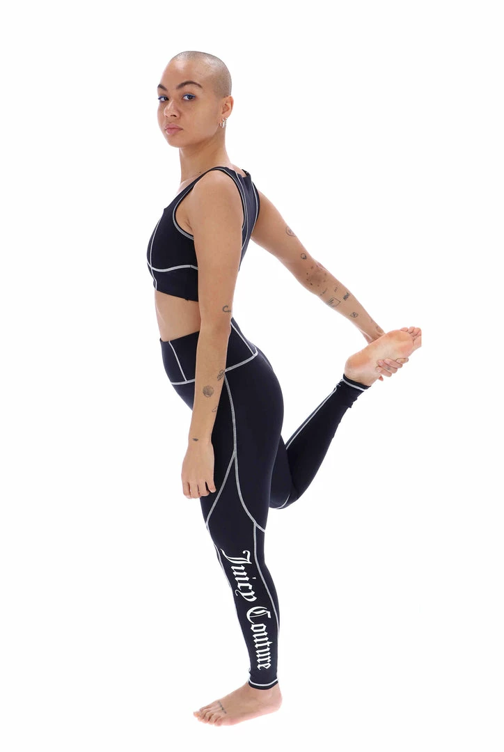 JUICY COUTURE SPRING SUMMER '22 COLLECTION BLACK INTERLOCK SPORT LEGGING