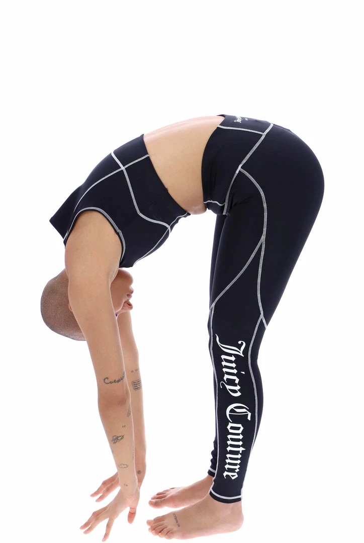 JUICY COUTURE SPRING SUMMER '22 COLLECTION BLACK INTERLOCK SPORT LEGGING
