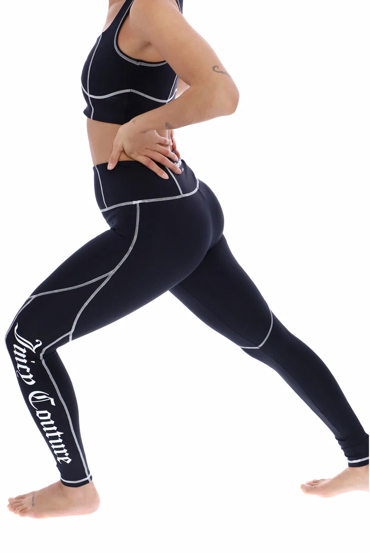 JUICY COUTURE SPRING SUMMER '22 COLLECTION BLACK INTERLOCK SPORT LEGGING