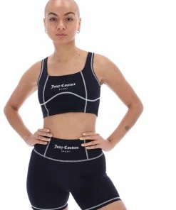 JUICY COUTURE BLACK INTERLOCK SPORT BRALETTE