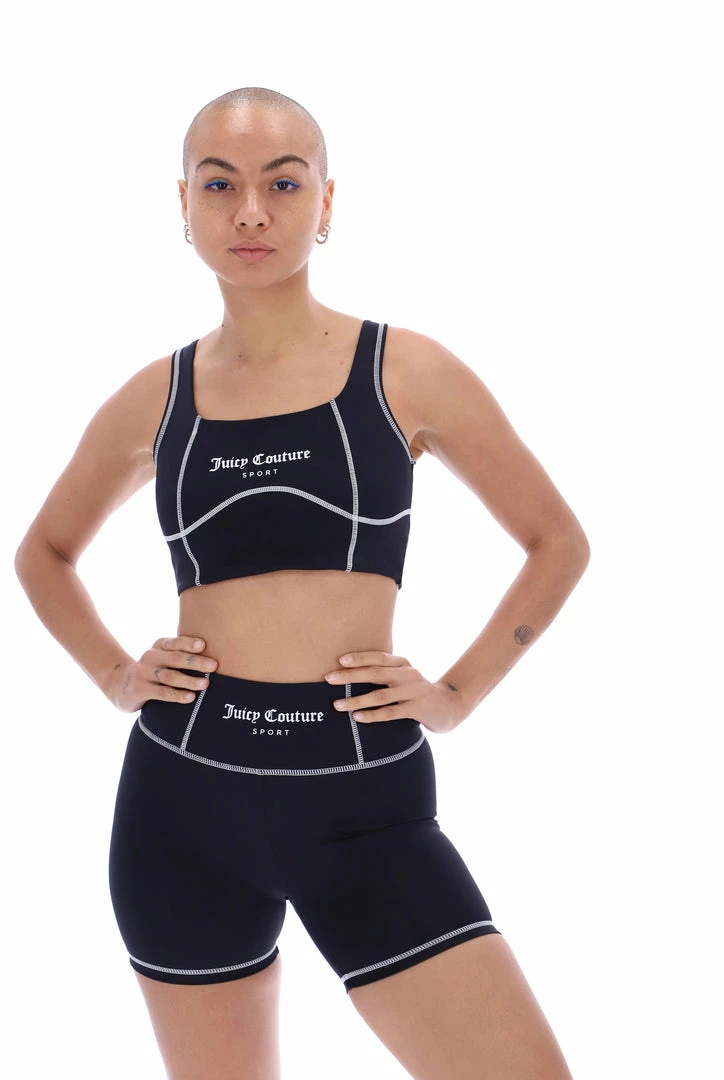 JUICY COUTURE BLACK INTERLOCK SPORT BRALETTE