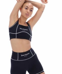 JUICY COUTURE BLACK INTERLOCK SPORT BRALETTE