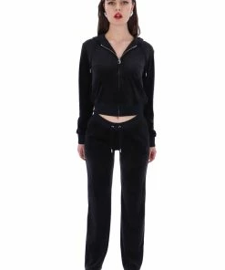 JUICY COUTURE BLACK CLASSIC VELOUR ROBERTSON HOODIE