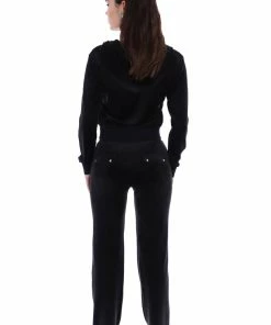 JUICY COUTURE BLACK CLASSIC VELOUR ROBERTSON HOODIE