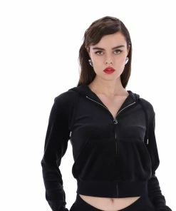 JUICY COUTURE BLACK CLASSIC VELOUR ROBERTSON HOODIE