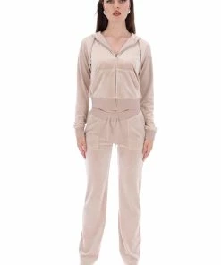 JUICY COUTURE TRACKSUITS WARM TAUPE CLASSIC VELOUR ROBERTSON HOODIE