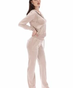 JUICY COUTURE TRACKSUITS WARM TAUPE CLASSIC VELOUR DEL RAY POCKETED BOTTOMS