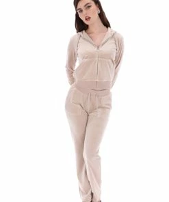 JUICY COUTURE TRACKSUITS WARM TAUPE CLASSIC VELOUR ROBERTSON HOODIE