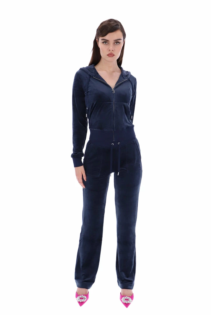 JUICY COUTURE NIGHT SKY BLUE CLASSIC VELOUR DEL RAY POCKETED BOTTOMS TRACKSUITS