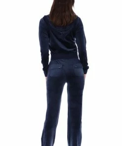 JUICY COUTURE NIGHT SKY BLUE CLASSIC VELOUR DEL RAY POCKETED BOTTOMS TRACKSUITS