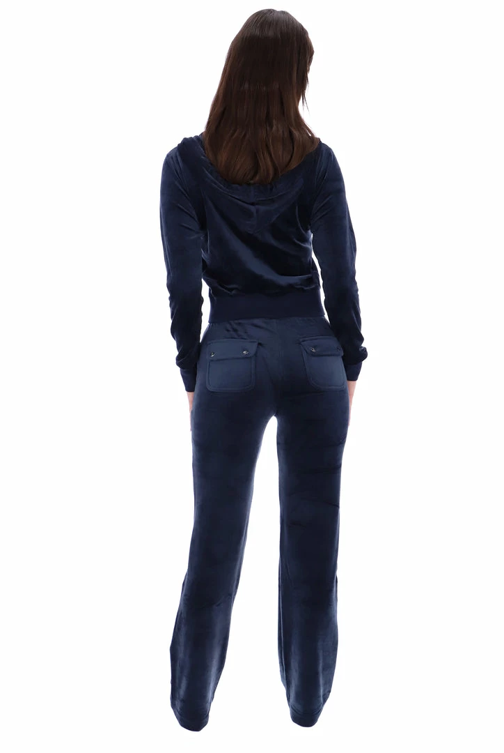 JUICY COUTURE NIGHT SKY BLUE CLASSIC VELOUR DEL RAY POCKETED BOTTOMS TRACKSUITS