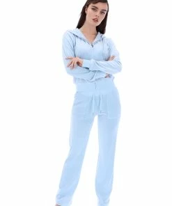 JUICY COUTURE COOL BLUE CLASSIC VELOUR ROBERTSON HOODIE