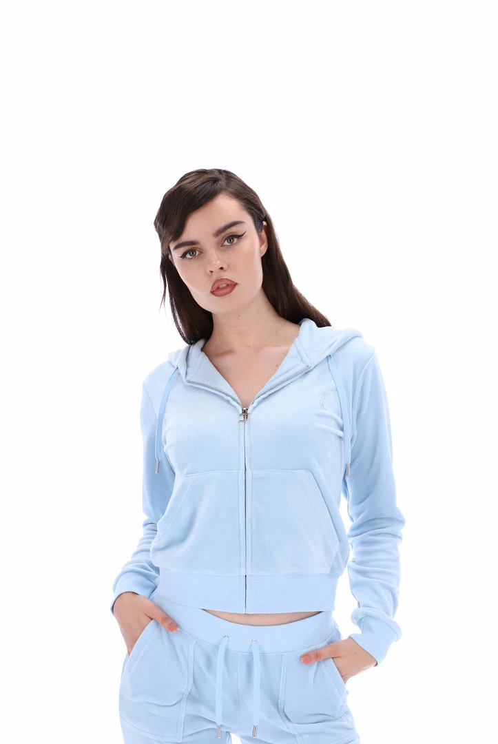 JUICY COUTURE COOL BLUE CLASSIC VELOUR ROBERTSON HOODIE