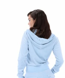 JUICY COUTURE COOL BLUE CLASSIC VELOUR ROBERTSON HOODIE