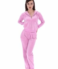 JUICY COUTURE ORCHID PINK CLASSIC VELOUR ROBERTSON HOODIE TRACKSUITS