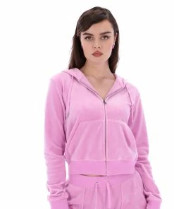 JUICY COUTURE ORCHID PINK CLASSIC VELOUR ROBERTSON HOODIE TRACKSUITS
