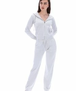 JUICY COUTURE GREY CLASSIC VELOUR ROBERTSON HOODIE TRACKSUITS